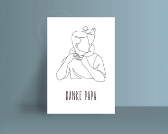 Father's Day card Thank you Dad, postcard Father's Day or birthday, gift father, sustainable greeting card recycled paper, plastic-free