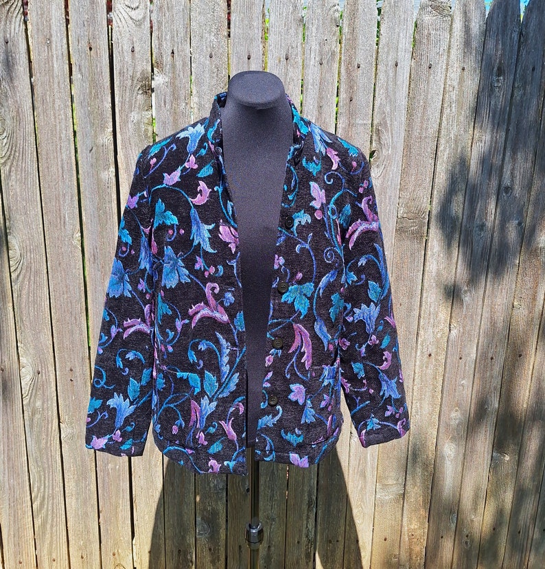 Size Large Tapestry Jacket/y2k Blazer/lightweight Floral Jacket Blazer ...