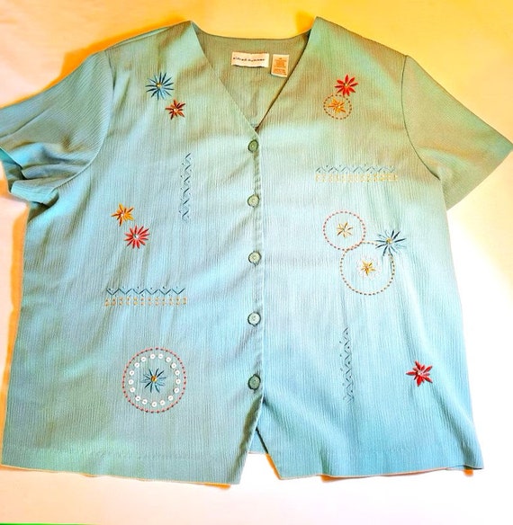 2X- Plus Size (50 Bust, 52 Hip) Embroidered Shirt… - image 6