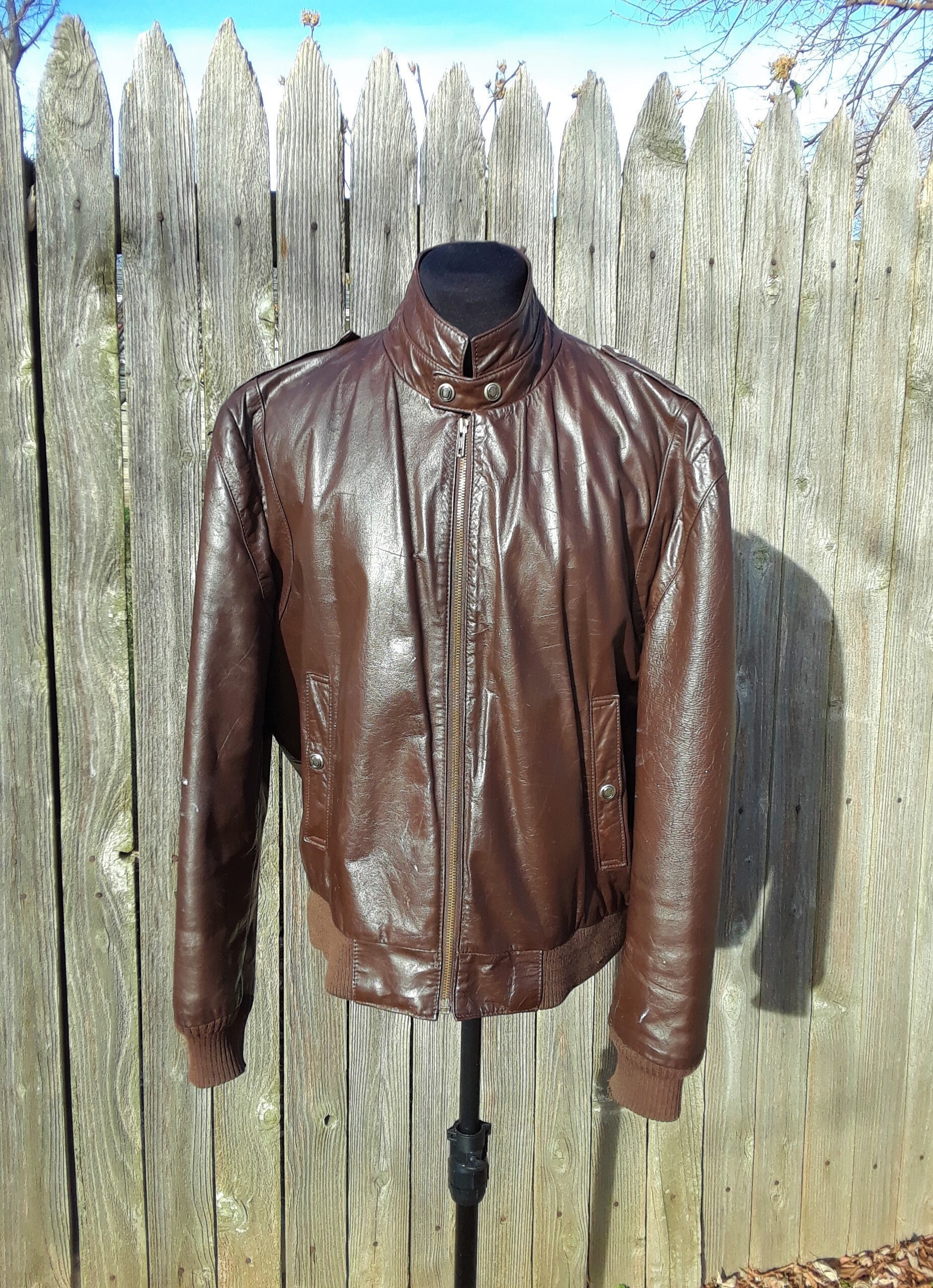 xllondon Fog Leather Moto Bomber - Etsy