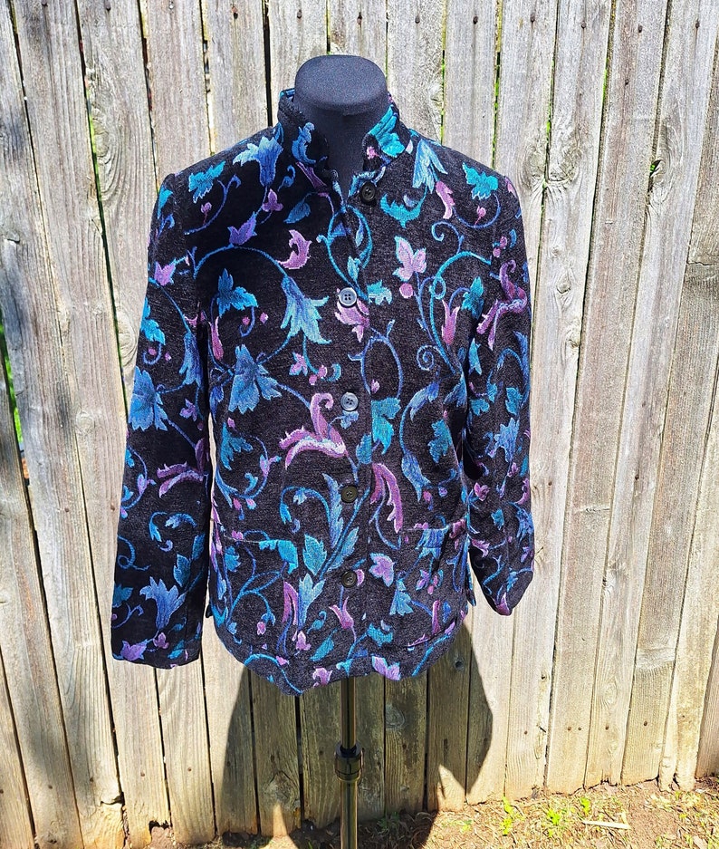 Size Large Tapestry Jacket/y2k Blazer/lightweight Floral Jacket Blazer ...