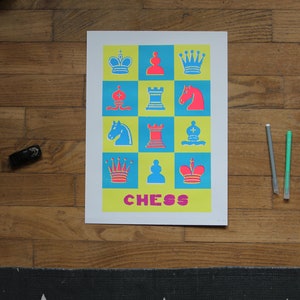 CHESS screenprinted 3 color poster image 1