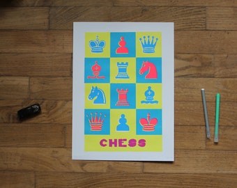 CHESS screenprinted 3 color poster