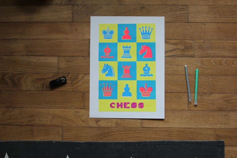 CHESS screenprinted 3 color poster image 1