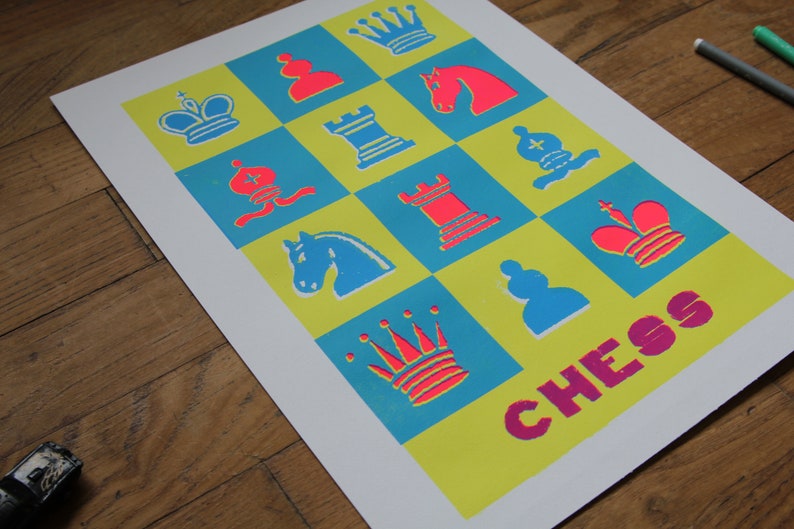 CHESS screenprinted 3 color poster image 3
