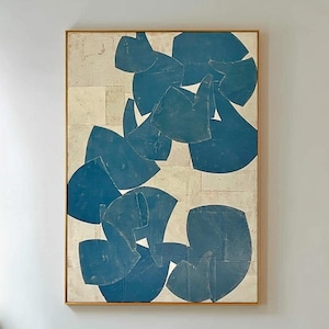 Blue beige wall painting blue abstract art beige wall art minimalist painting wabi sabi wall painting wabi sabi wall art blue painting