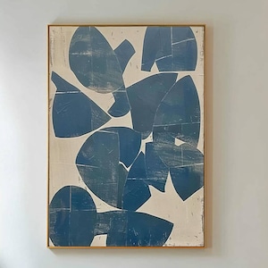 Blue beige wall painting blue abstract art beige wall art minimalist painting wabi sabi wall painting wabi sabi wall art blue painting