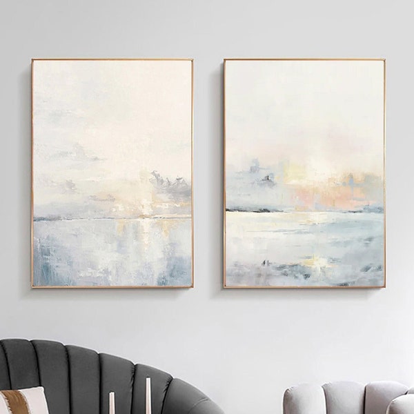 coastal wall art 2 set painting 2 piece ocean sunset painting a pair sea painting sky cloud painting sunrise painting seascape painting