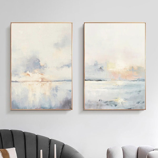 coastal wall art 2 set painting 2 piece ocean sunset painting a pair sea painting sky cloud painting sunrise painting seascape painting