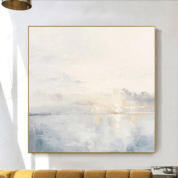 large ocean sunset painting on canvas big ocean painting large wall art beige painting cloud painting abstract sea painting beach painting