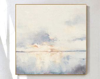 large ocean sunset painting on canvas big ocean painting large wall art beige painting cloud painting abstract sea painting coastal painting