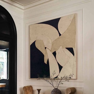 Neutrales Bild in Beige und Schwarz auf Leinwand Großes Bild Großes Wabi Sabi Bild Beige Kunst Großes Bild Großes Bild Wabi Sabi