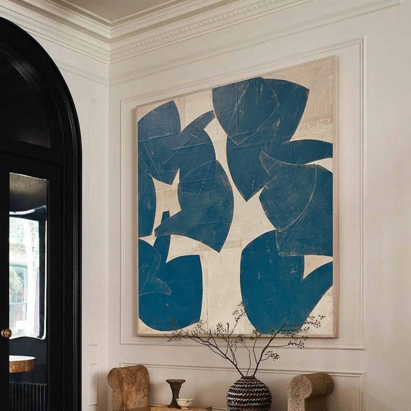 Neutral beige painting blue & Beige wall painting wabi sabi wall art beige wall art blue painting blue abstract art beige wall decor