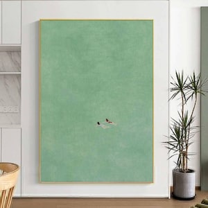 Green Ocean Painting: Vintage Style Seascape Wall Art