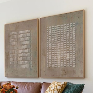 Set of 2 brown wall painting 3d heavy texture brown wall art a pair brown abstract art 2 piece brown minimalist painting Wabi-Sabi Wall Art
