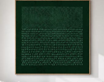Wabi Sabi Wall Art Forest Green Dot Texture Canvas Painting for Modern Office Decor