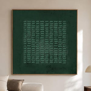 Ciemnozielony obraz ścienny Wabi Sabi z teksturą na płótnie do salonu