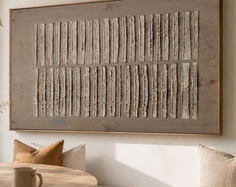 Textured Abstract Wall Art Neutral Wabi Sabi Canvas Painting for Living Room Decor