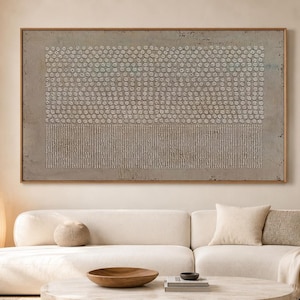 リビングルームの装飾に最適な、茶色の質感のある抽象キャンバス絵画の大きな侘び寂びの壁掛けアート