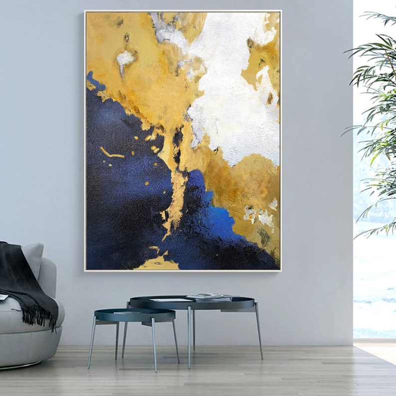yellow painting canvas Large Abstract Wall Art canvas Large Painting on Canvas original abstract painting yellow painting seascape painting