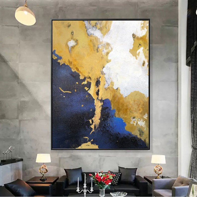 yellow painting canvas Large Abstract Wall Art canvas Large Painting on Canvas original abstract painting yellow painting seascape painting