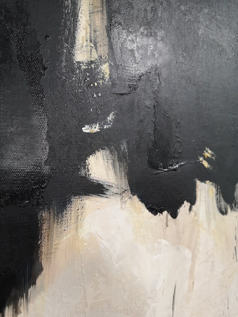 Minimalist painting on canvas Black and White Painting Etsy