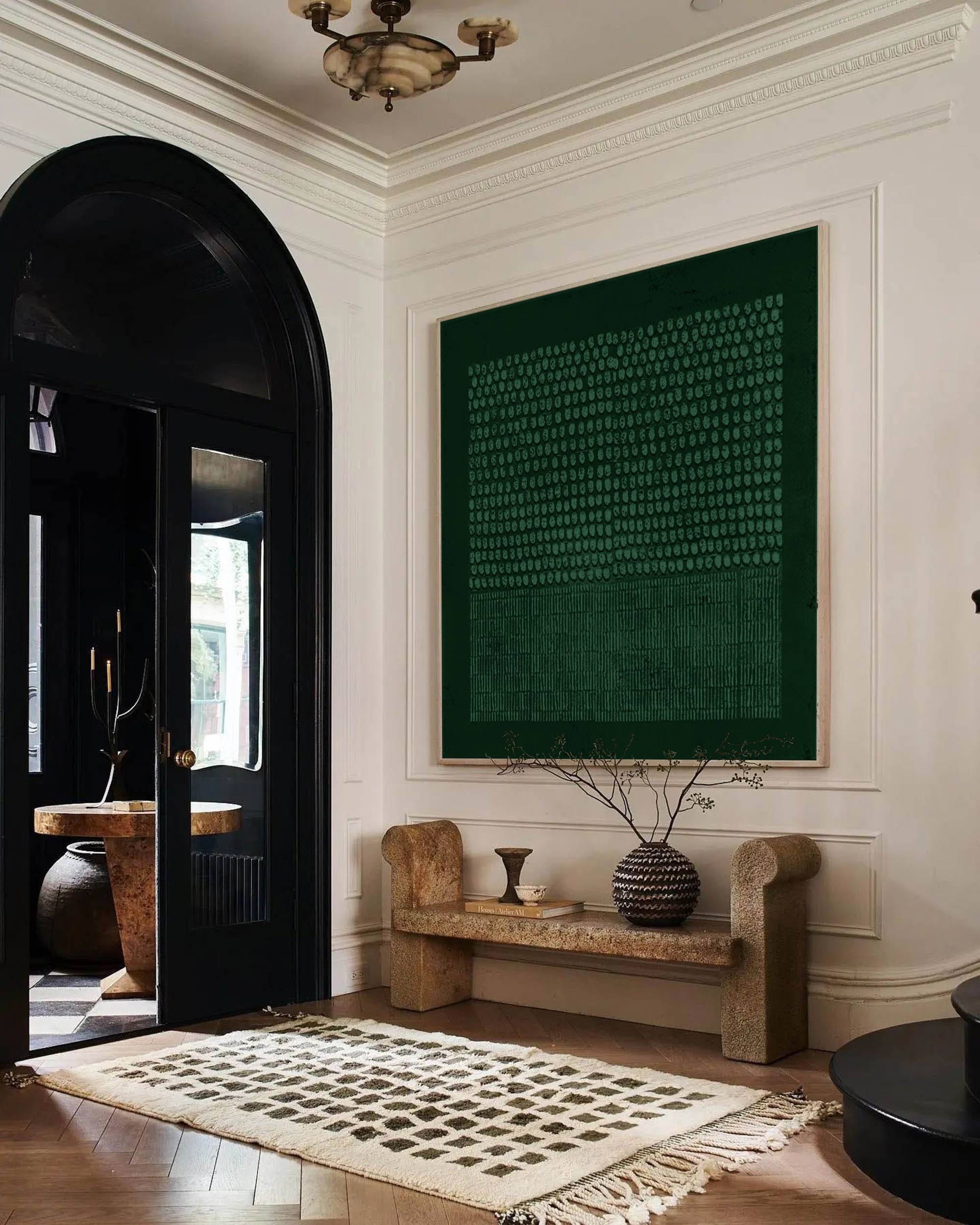 Large Green Wall Art 3d Texture Painting Green Minimalist Etsy