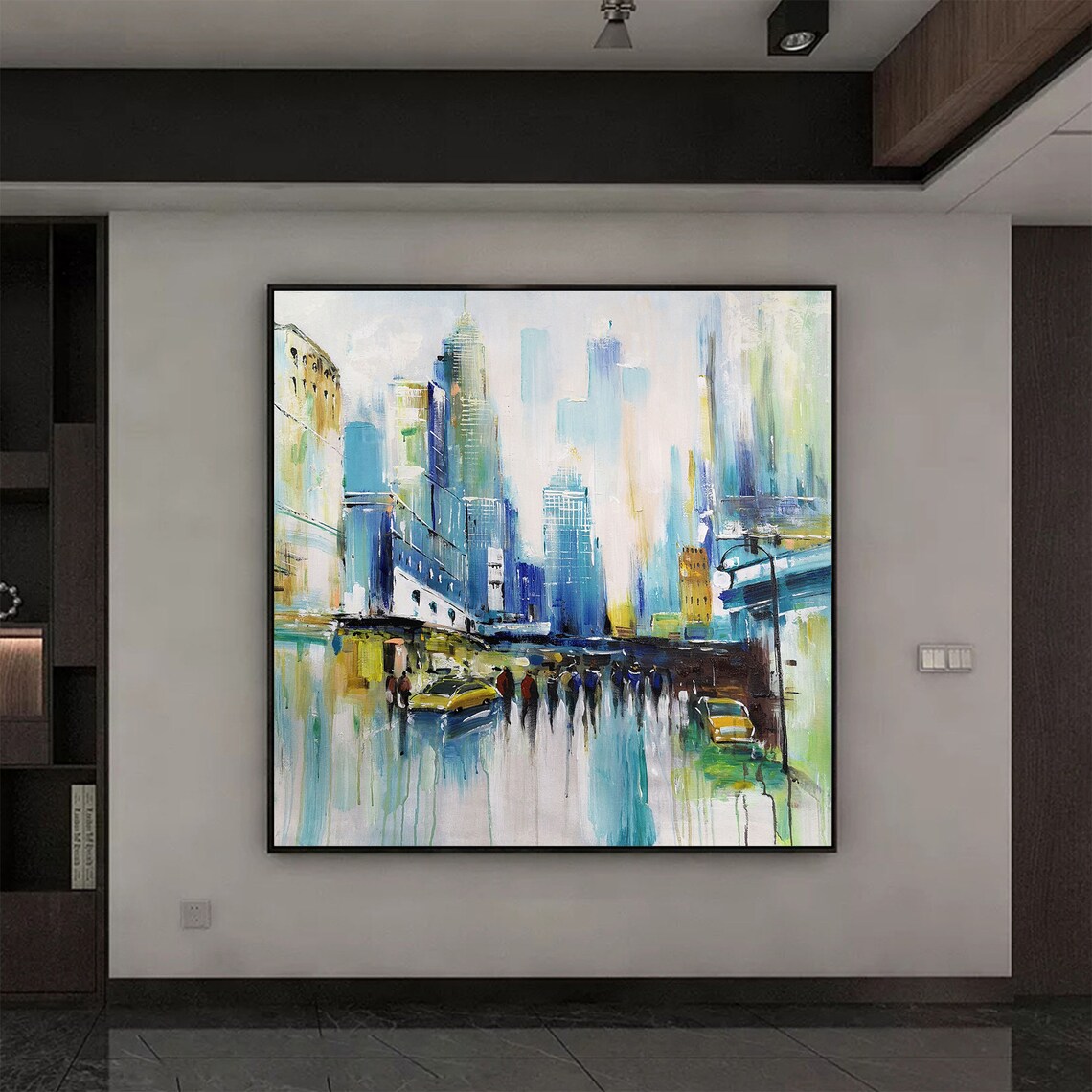Large City Abstract Painting on Canvas Wall City Painting New Etsy