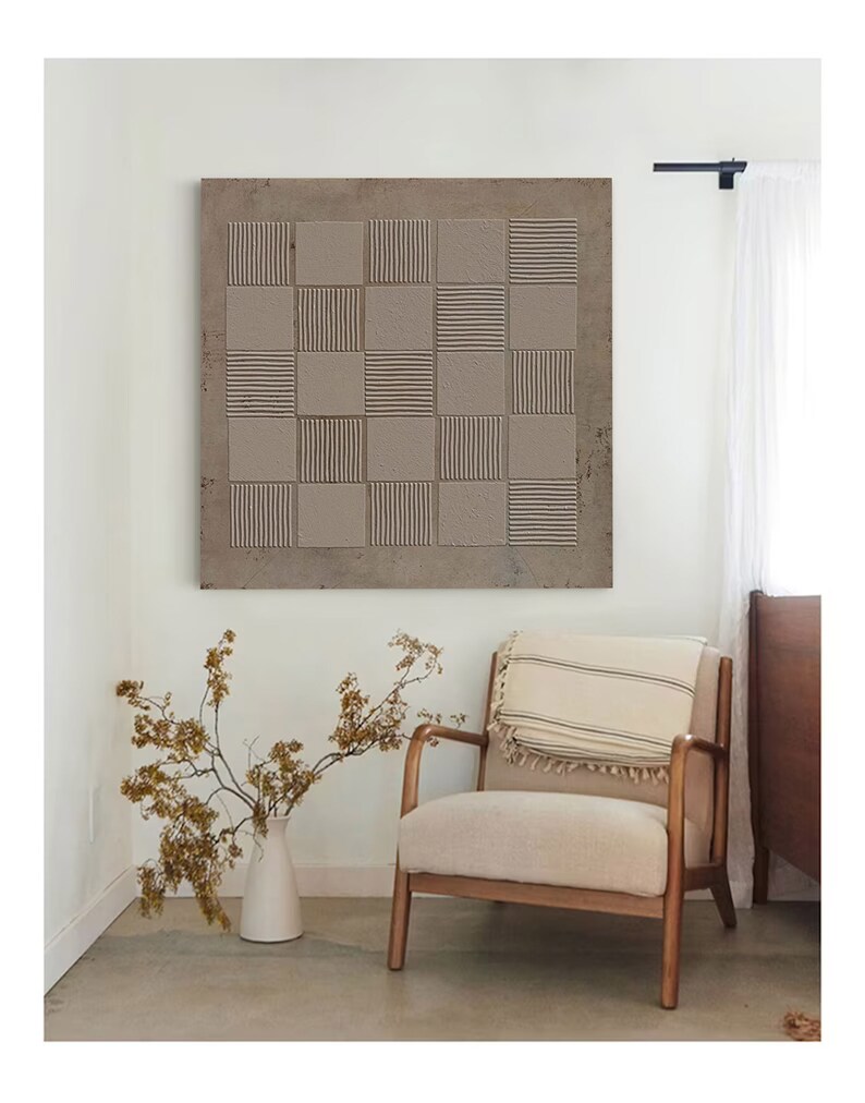 Brown Wall Art 3d Texture Painting Brown Painting Geometric Etsy