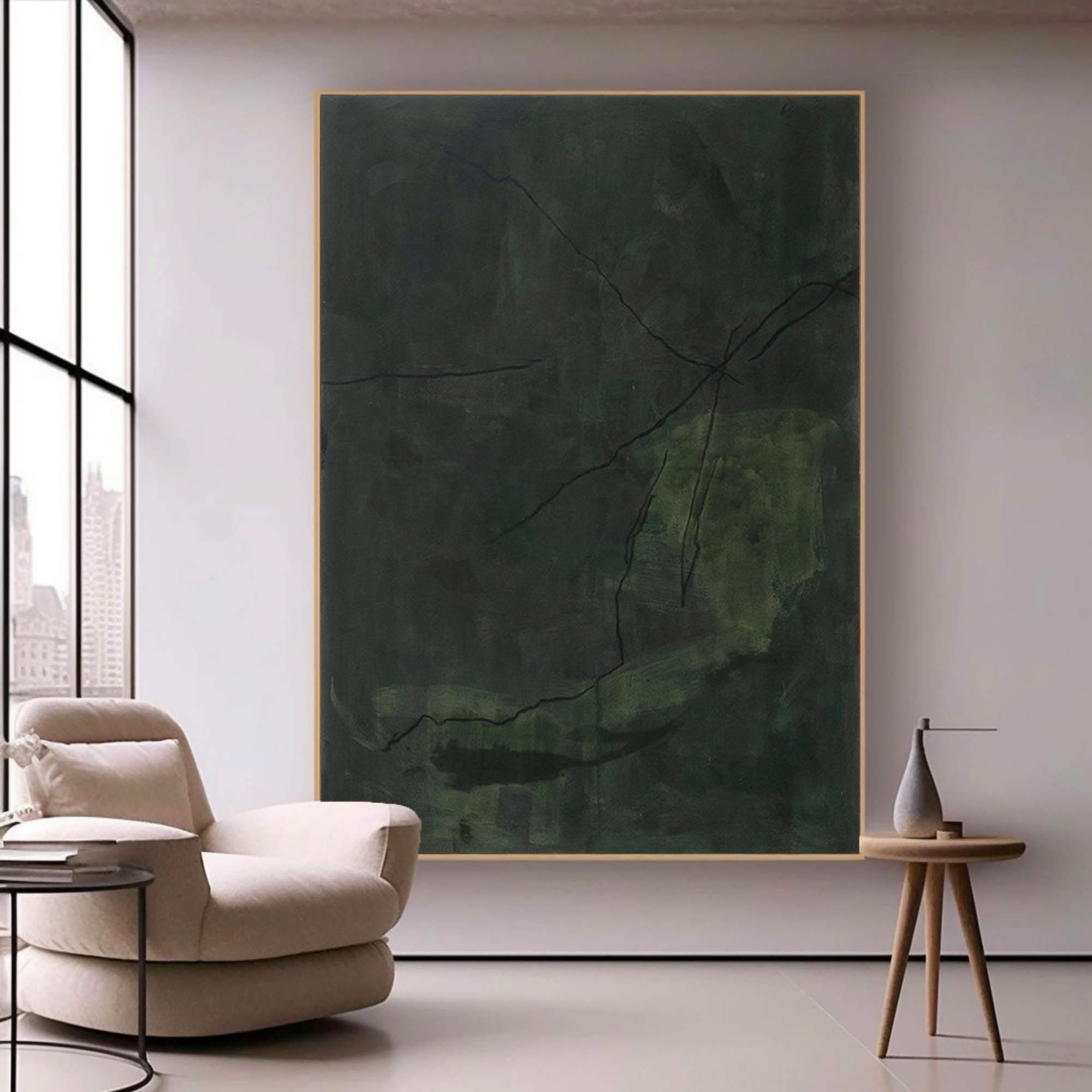 Black Wabi-Sabi Wall Art - Minimalist Textured Canvas with Plaster