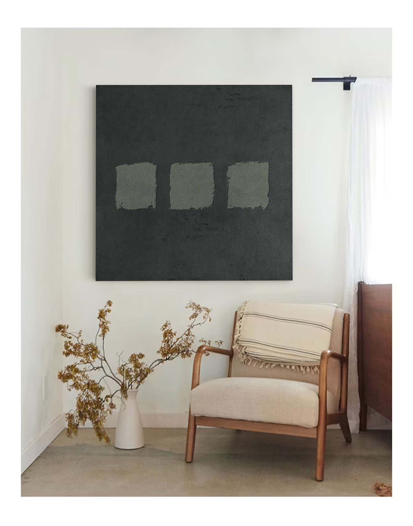 Grey Green Wall Art Green Gray Painting Green Abstract Art Etsy