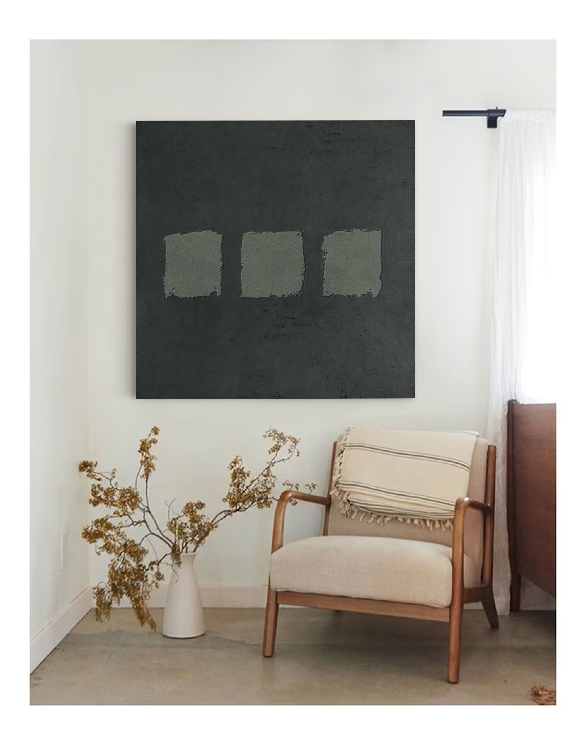 Grey Green Wall Art Green Gray Painting Green Abstract Art Etsy