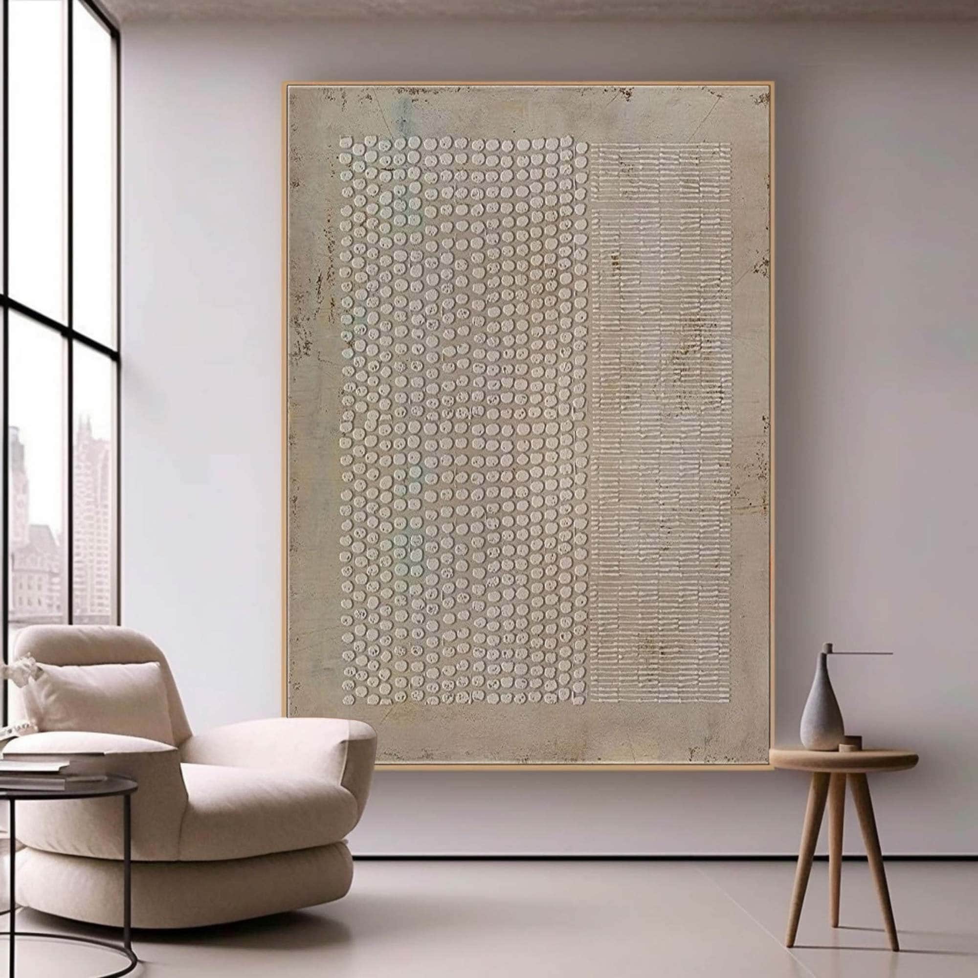 Wabi-Sabi Wall Art： Dark Pastel Geometric Pattern Abstract Piece