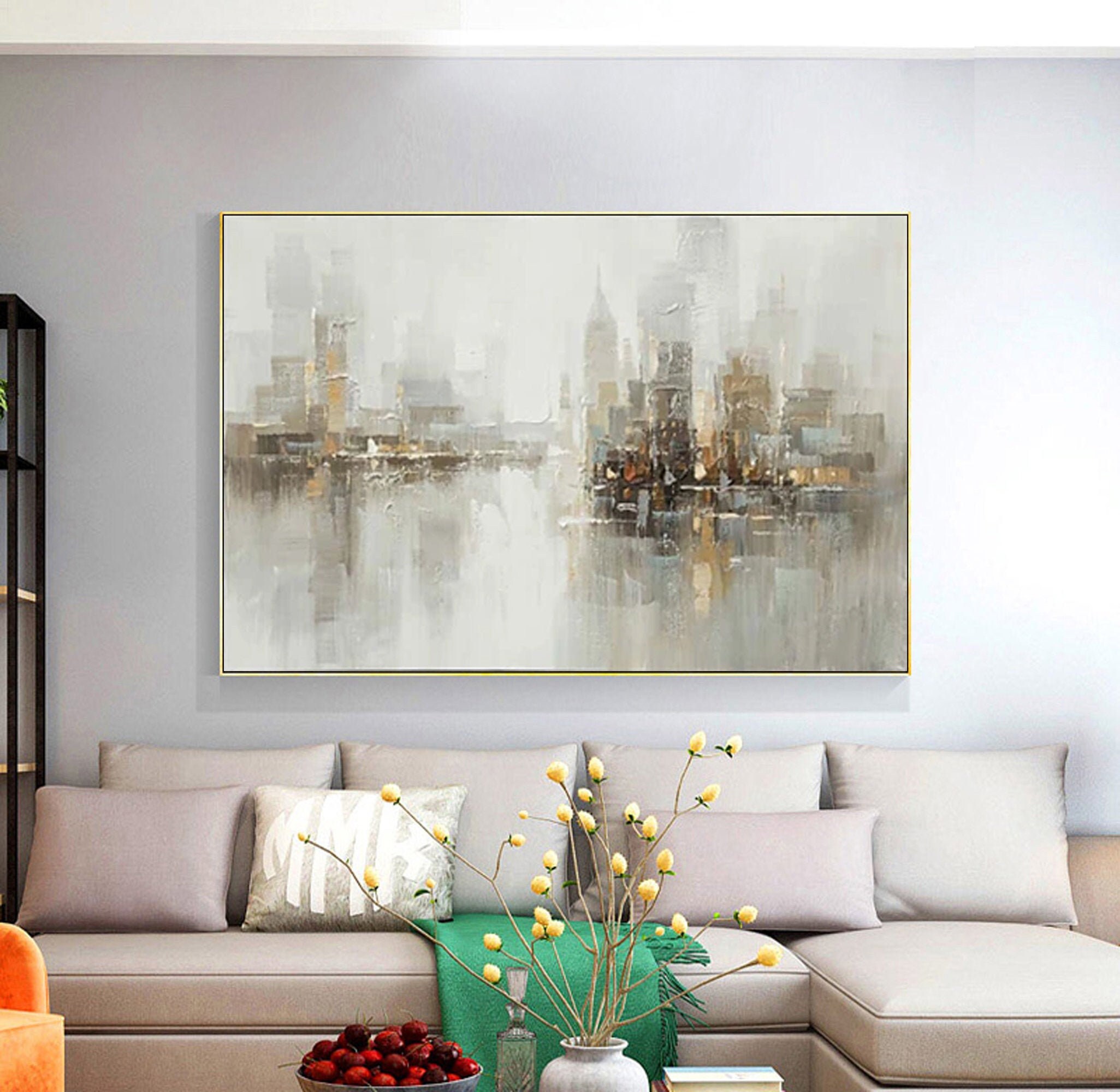 Large City Abstract Painting Art New York Painting Cityscape Etsy
