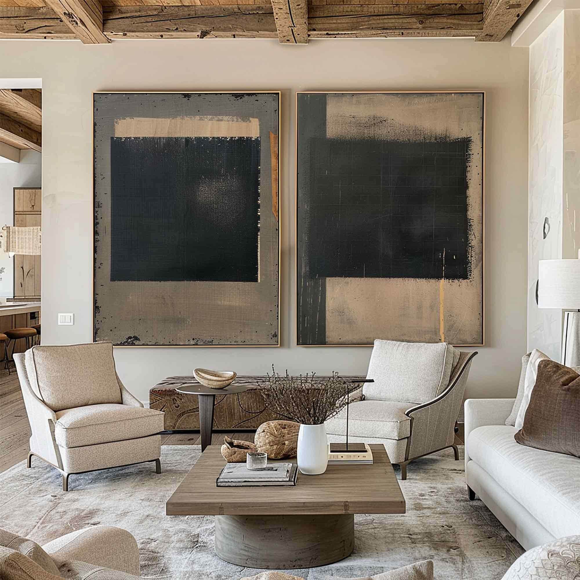 Wabi-Sabi Wall Art - Beige and Brown Abstract 2-Piece Canvas Set