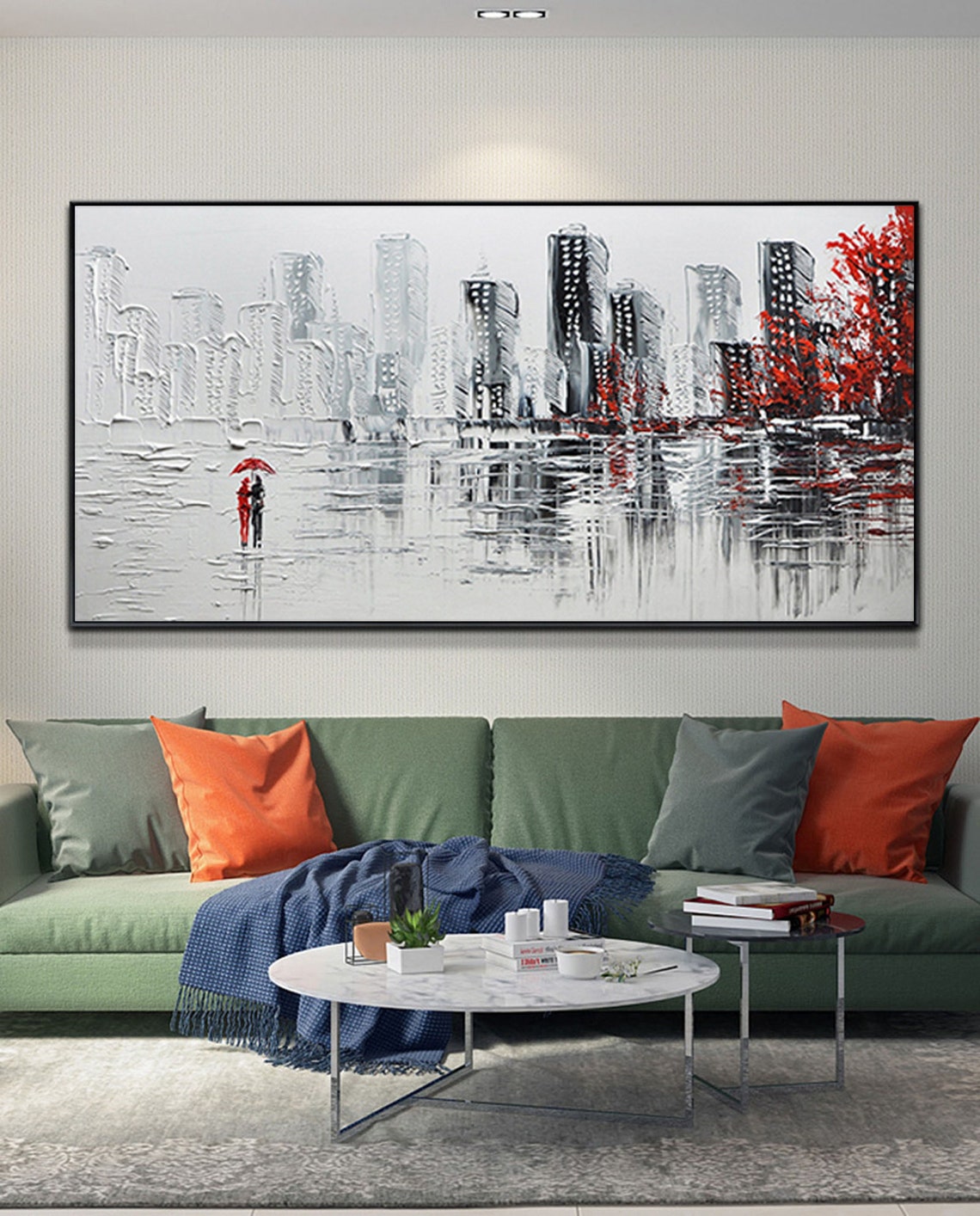 Large City Abstract Painting Cityscape Painting Large Canvas Etsy