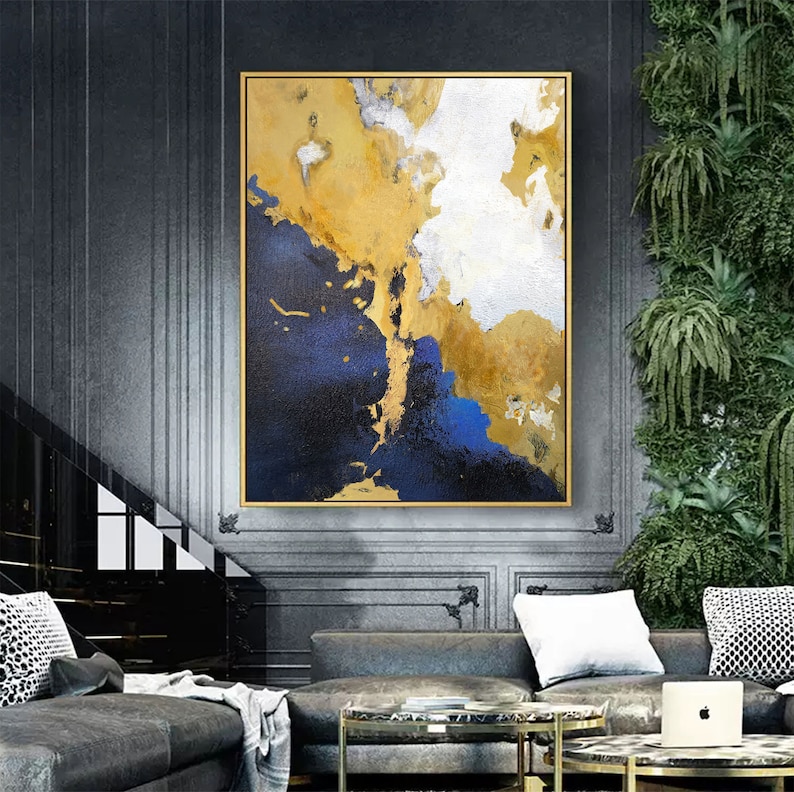 yellow painting canvas Large Abstract Wall Art canvas Large Painting on Canvas original abstract painting yellow painting seascape painting
