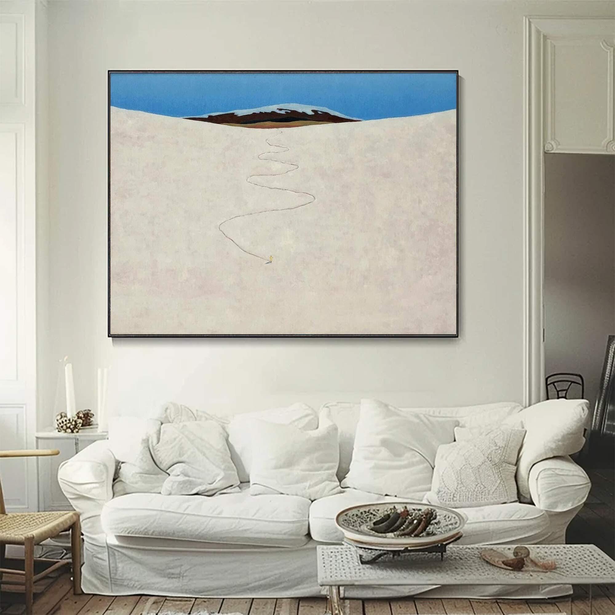 Snow Mountain Art - Blue and White Landscape Canvas Wall Painting
