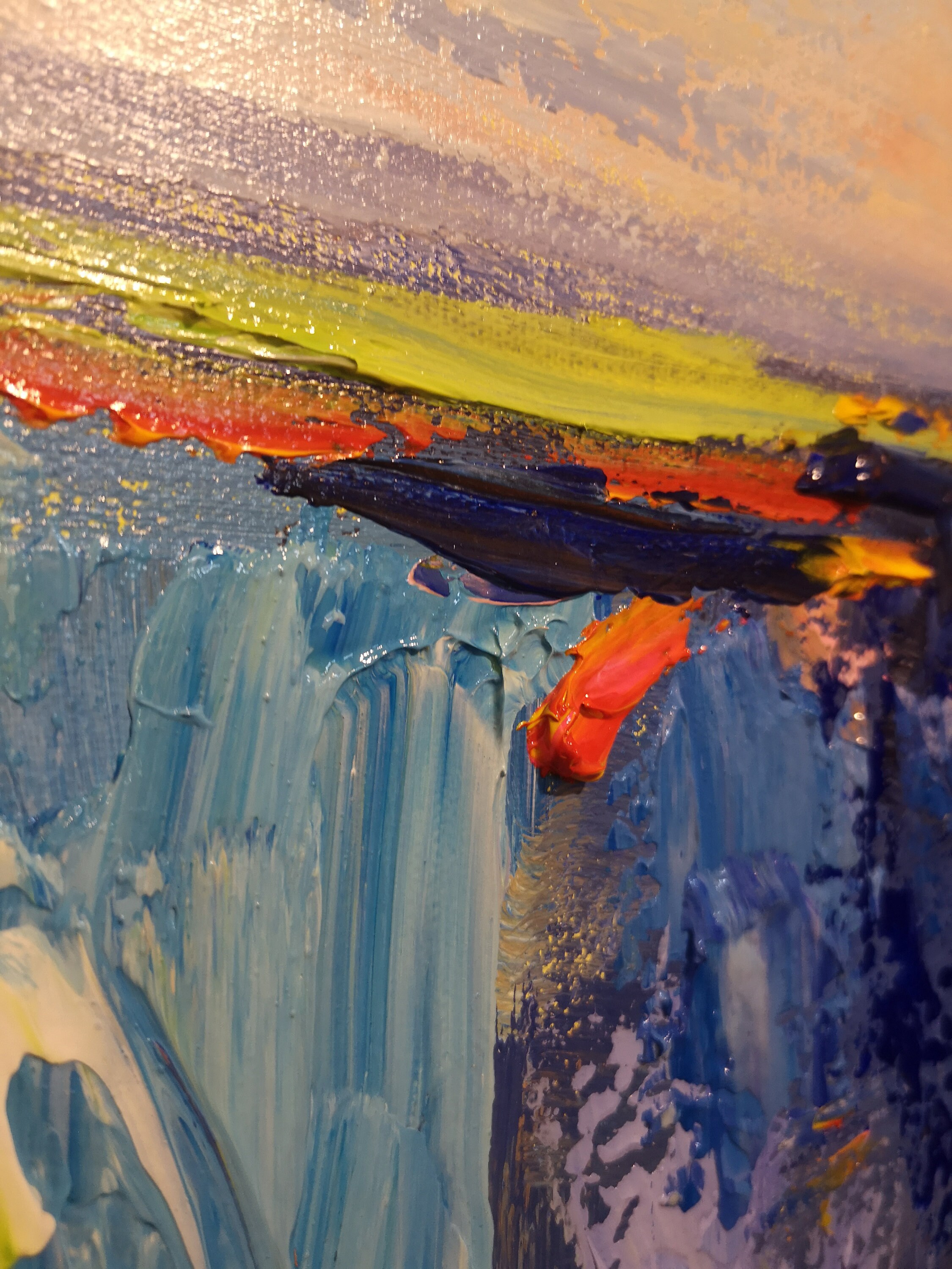 Large Abstract art Canvas oversize wall art Blue white Etsy