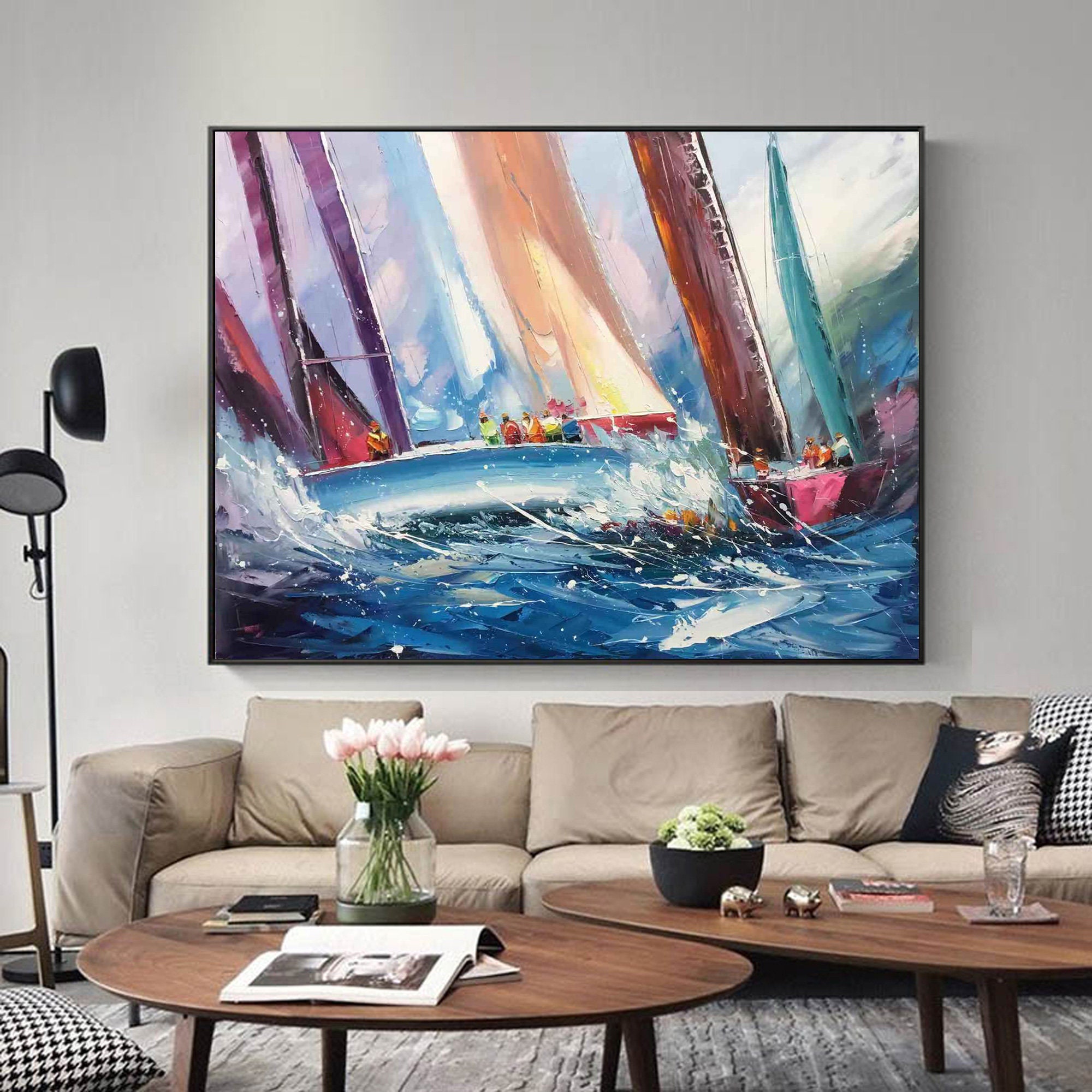 colorful sailboat wall decor