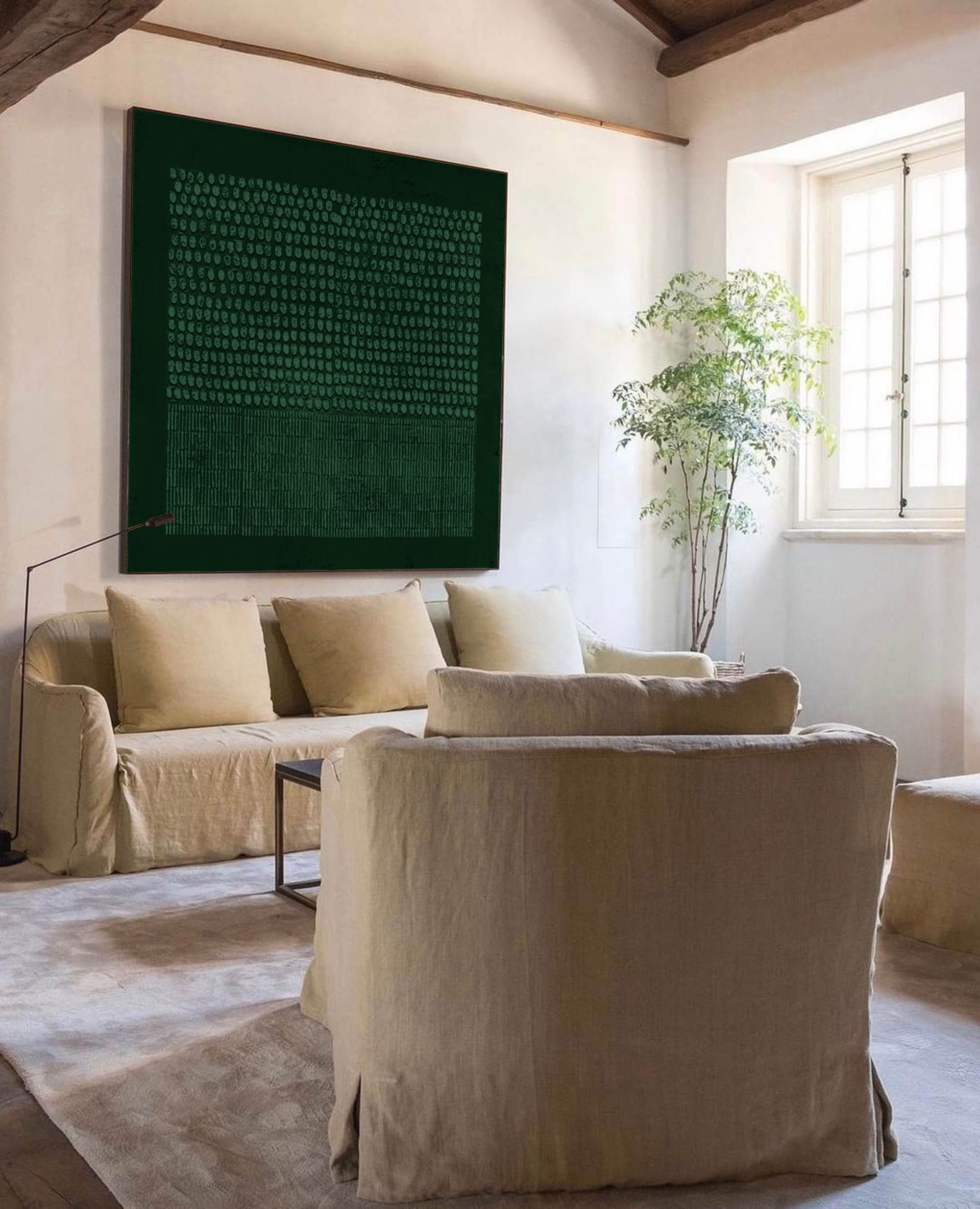 Large Green Wall Art 3d Texture Painting Green Minimalist Etsy