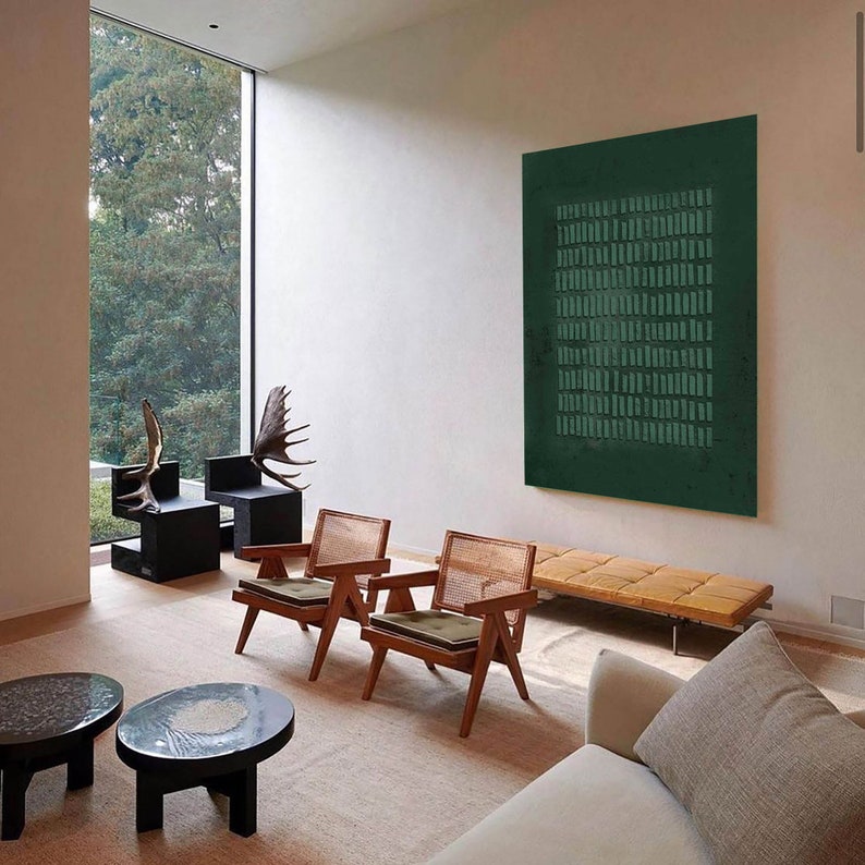 Large Green Wall Art Green Abstract Painting on Canvas Green Etsy