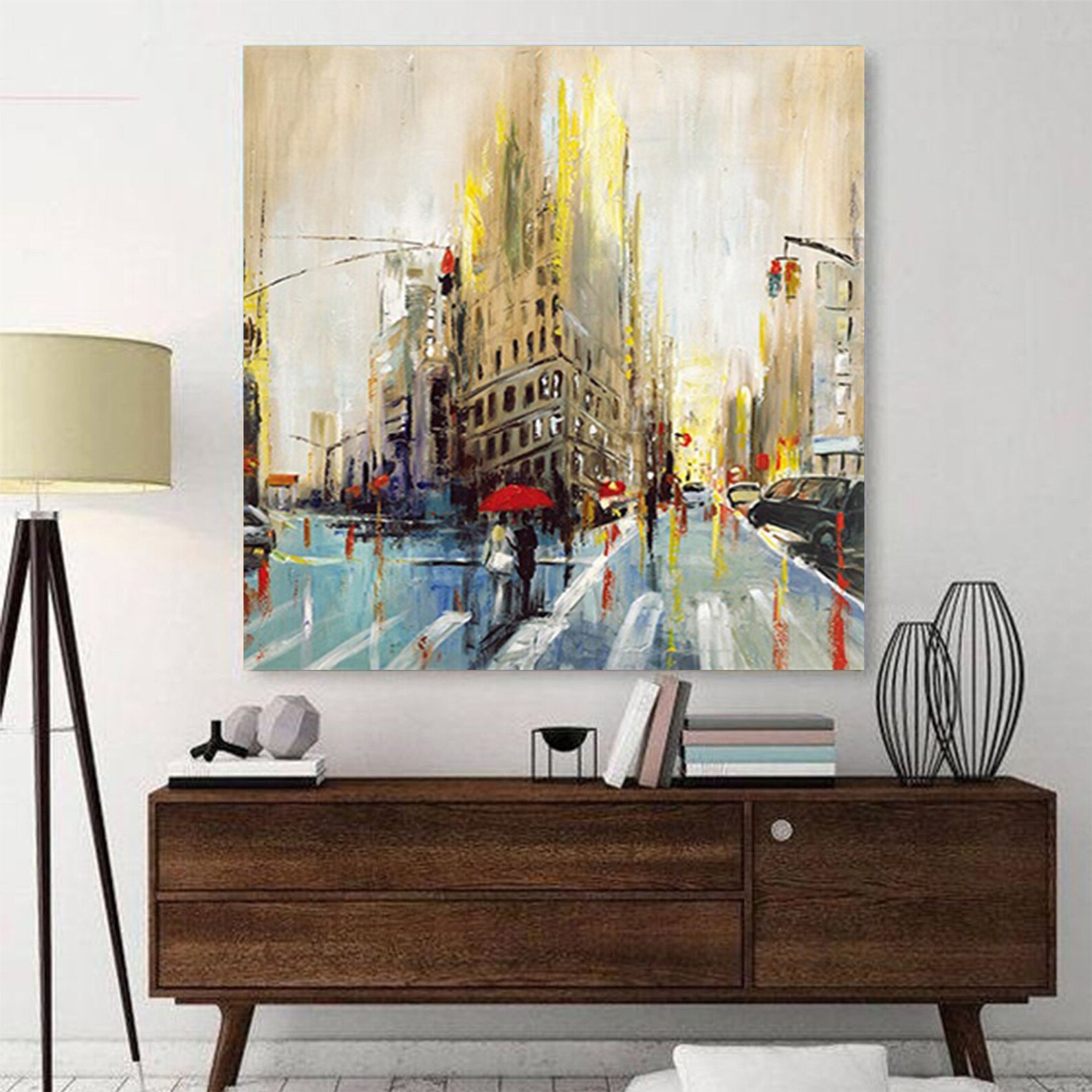 Large City Abstract Painting on Canvas Wall City Painting New Etsy