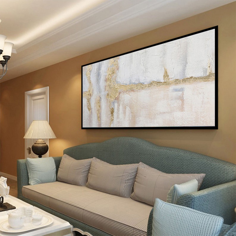 Large Gold Wall Painting on Canvas White Painting Gold Wall Etsy