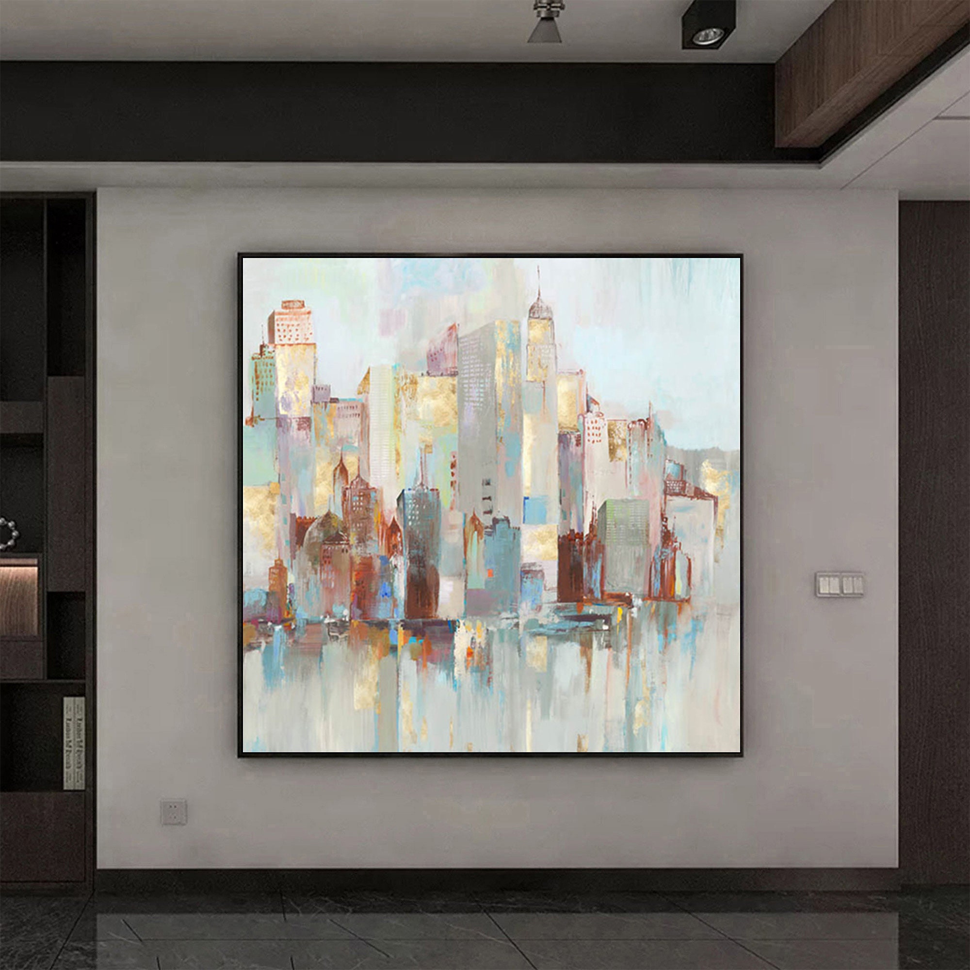 Large City Abstract Painting New York Painting Big Cityscape Etsy