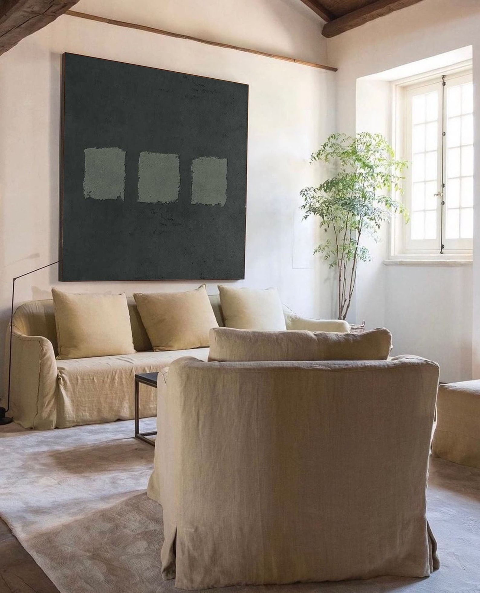 Grey Green Wall Art Green Gray Painting Green Abstract Art Etsy