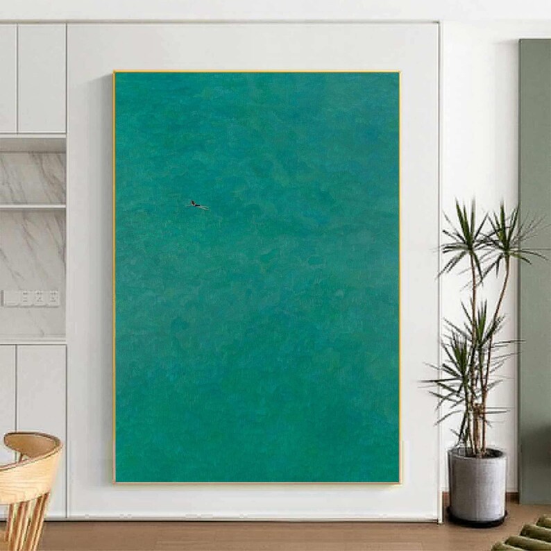 Buy Swiming Into the Sea Green Ocean Painting Vintage Retro Painting