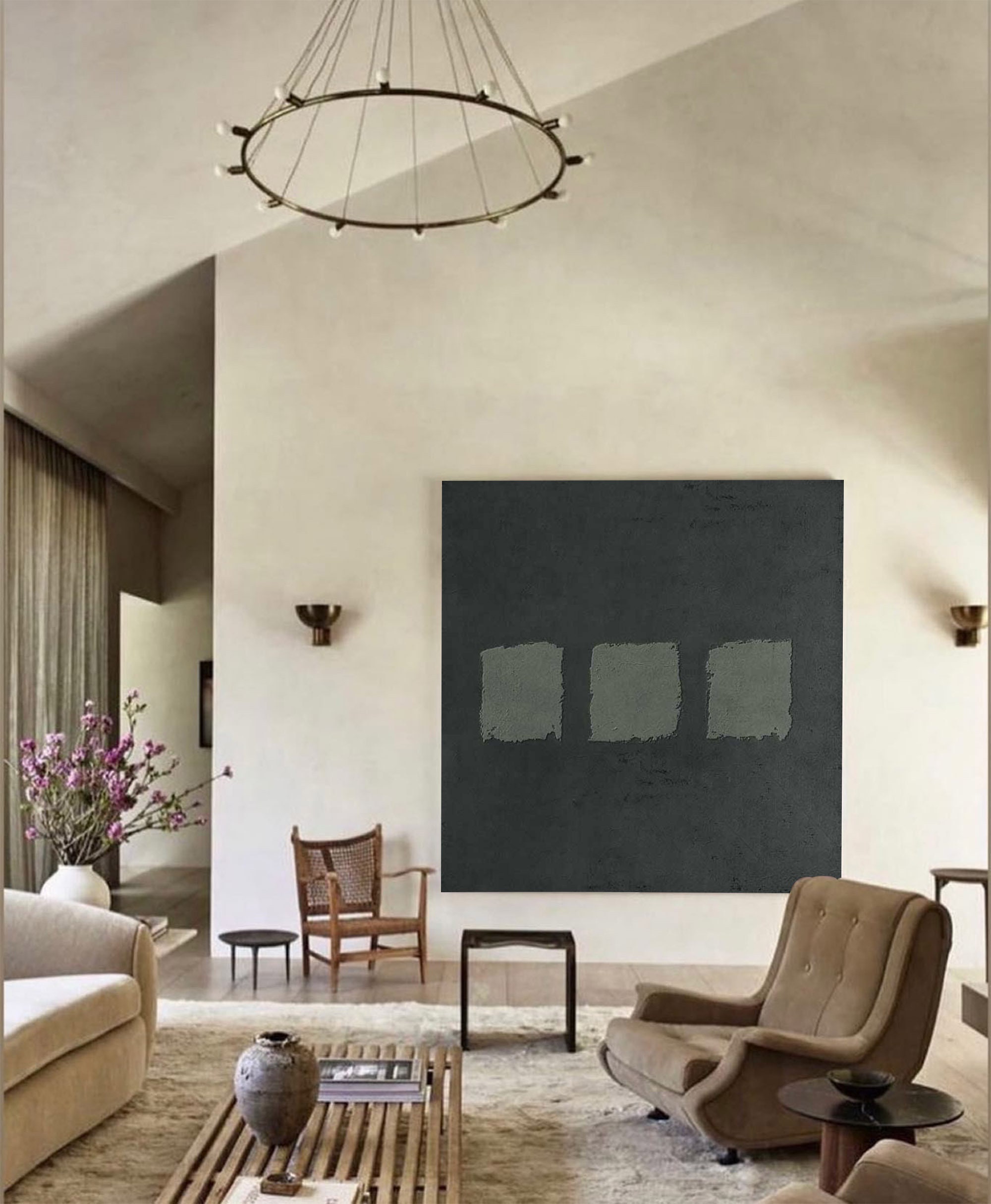 Grey Green Wall Art Green Gray Painting Green Abstract Art Etsy