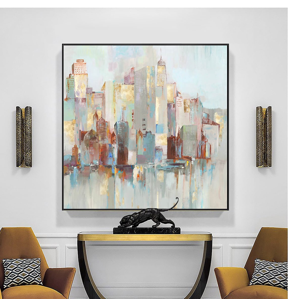 Large City Abstract Painting New York Painting Big Cityscape Etsy