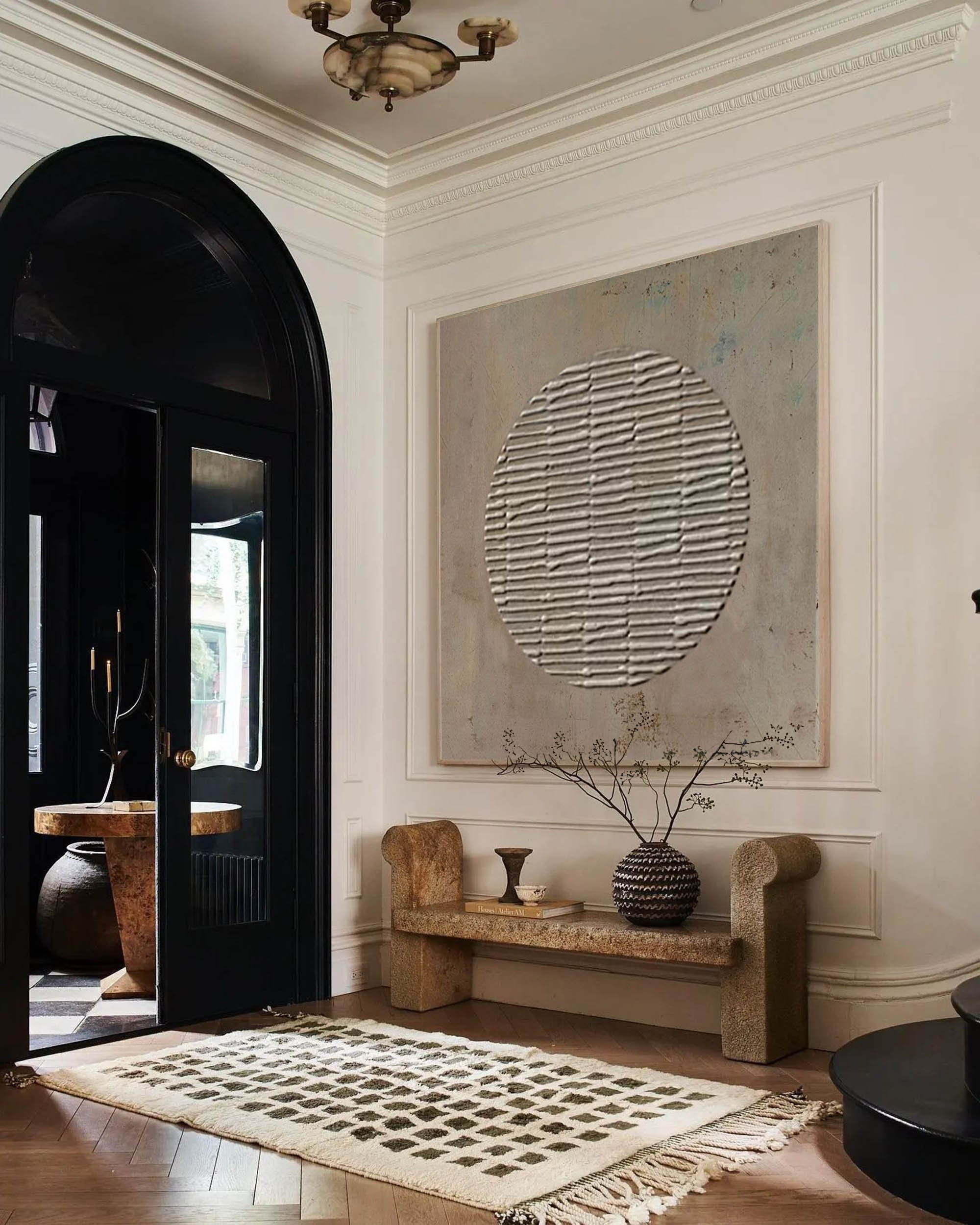 Geometric Brown Abstract Art： 3D Texture Minimalist Wall Painting